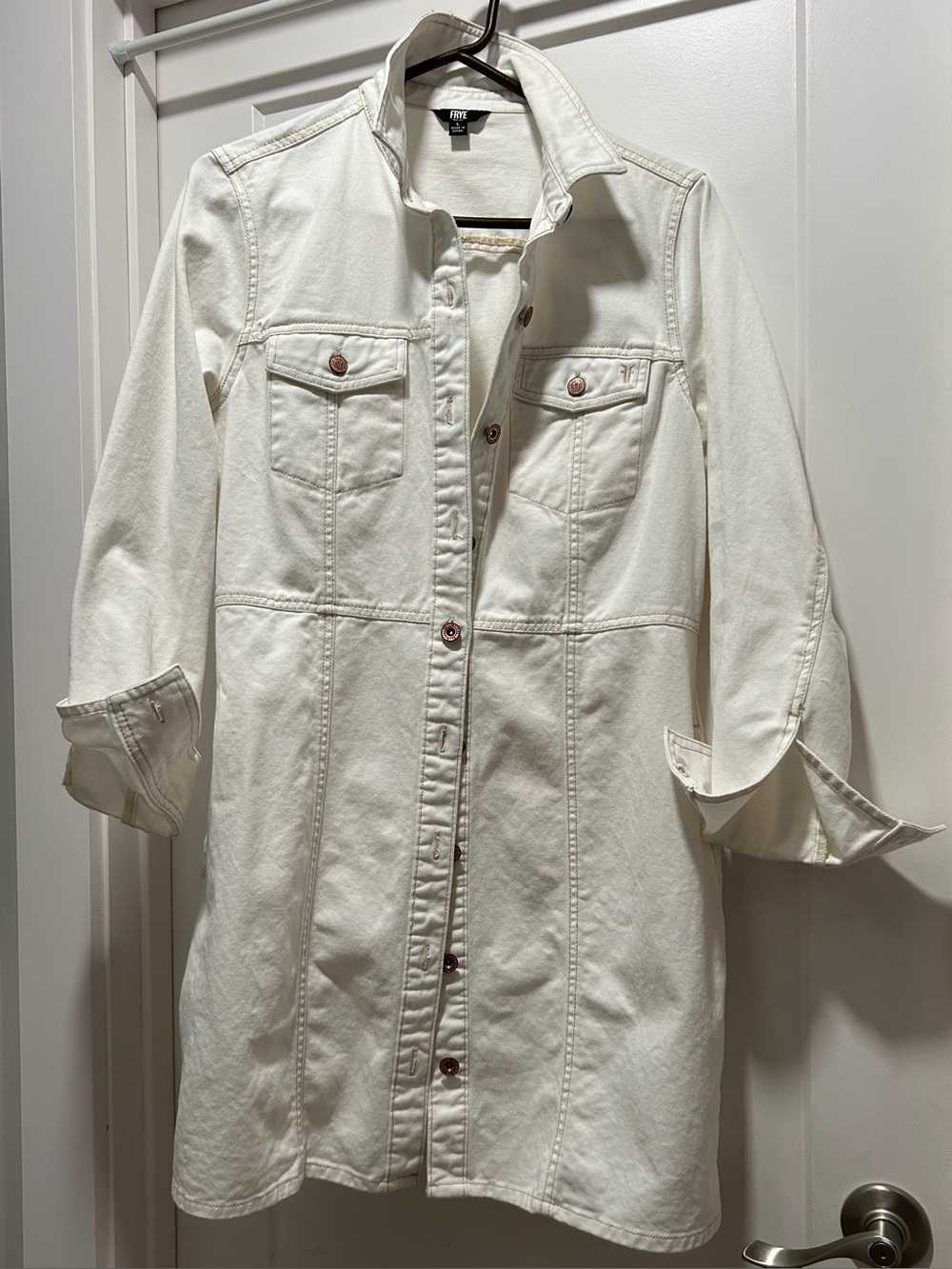 FRYE Cream Long Denim Jacket DRESS